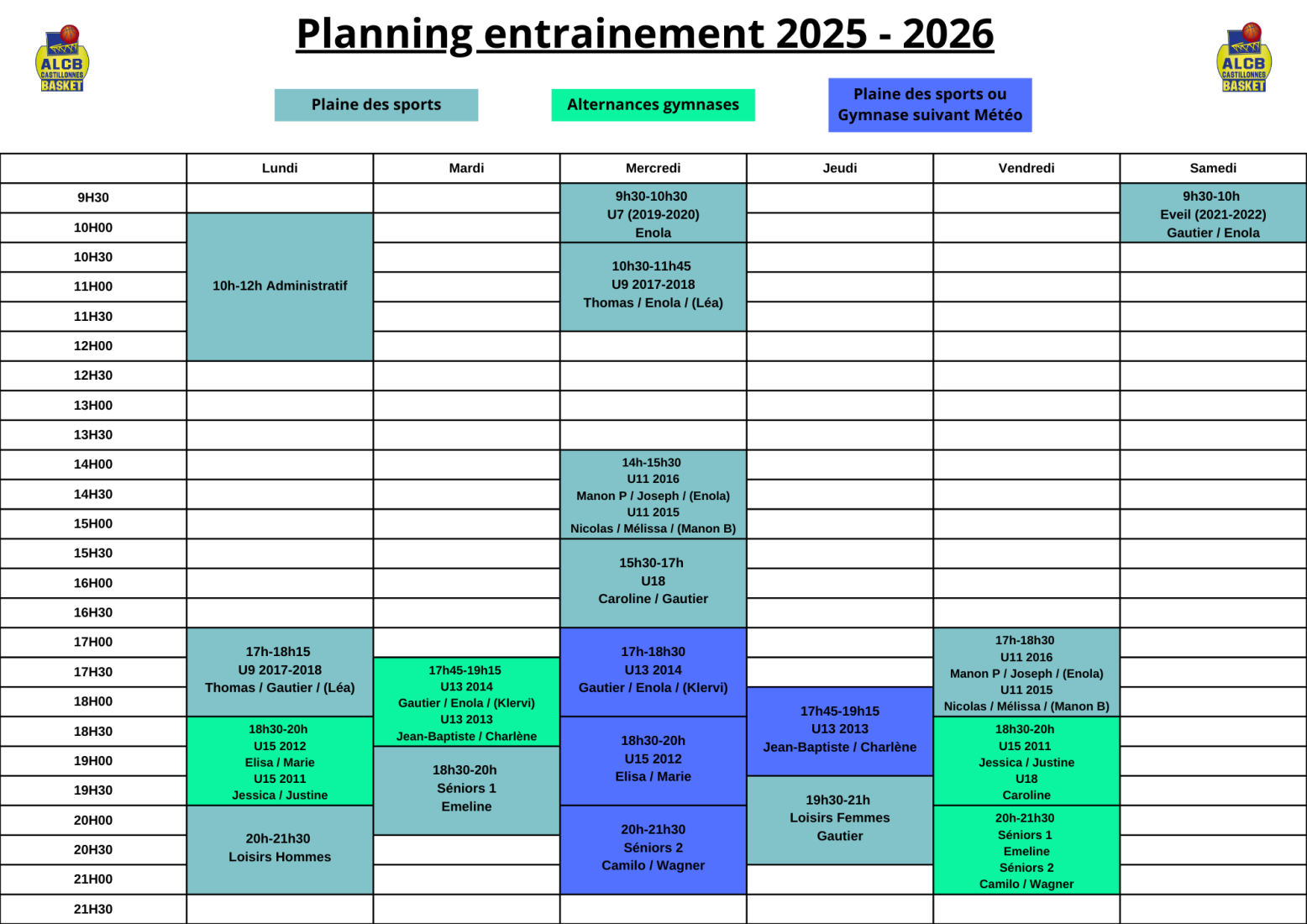 Planning entraînement semaine (3) Planning entraînement semaine (3)