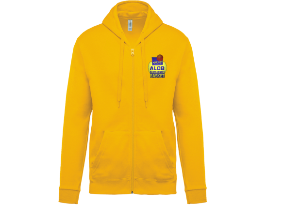 VESTE CAPUCHE JAUNE ADULTE COUPE HOMME